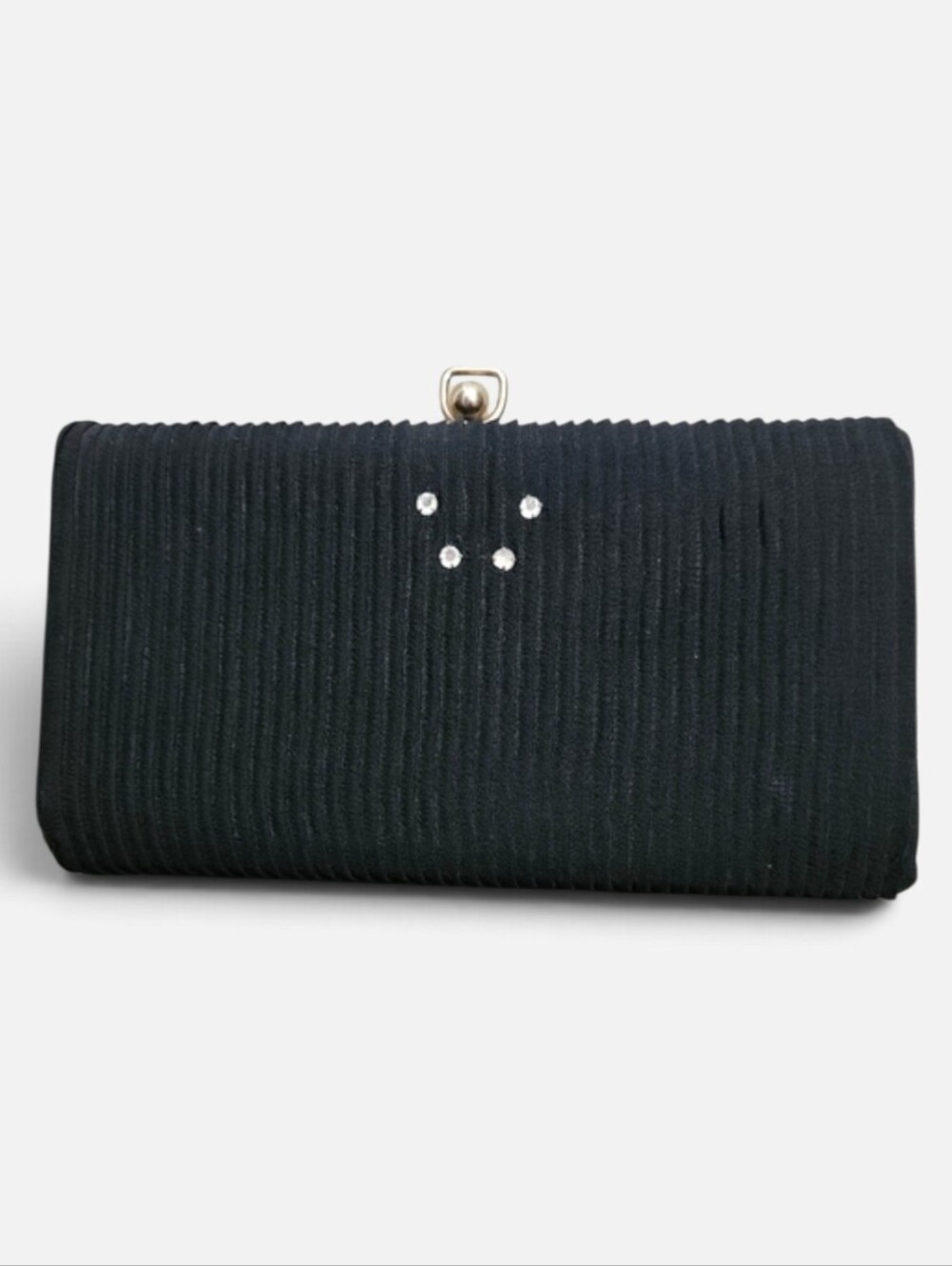 Vintage Black Clutch Evening Bag Purse Gold Hardware